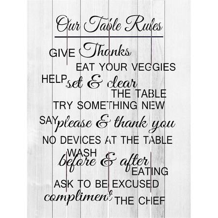 Beechdale Frames 9 x 12 in. Rustic Table Rules Pallet Art Wall Decorations 24295X